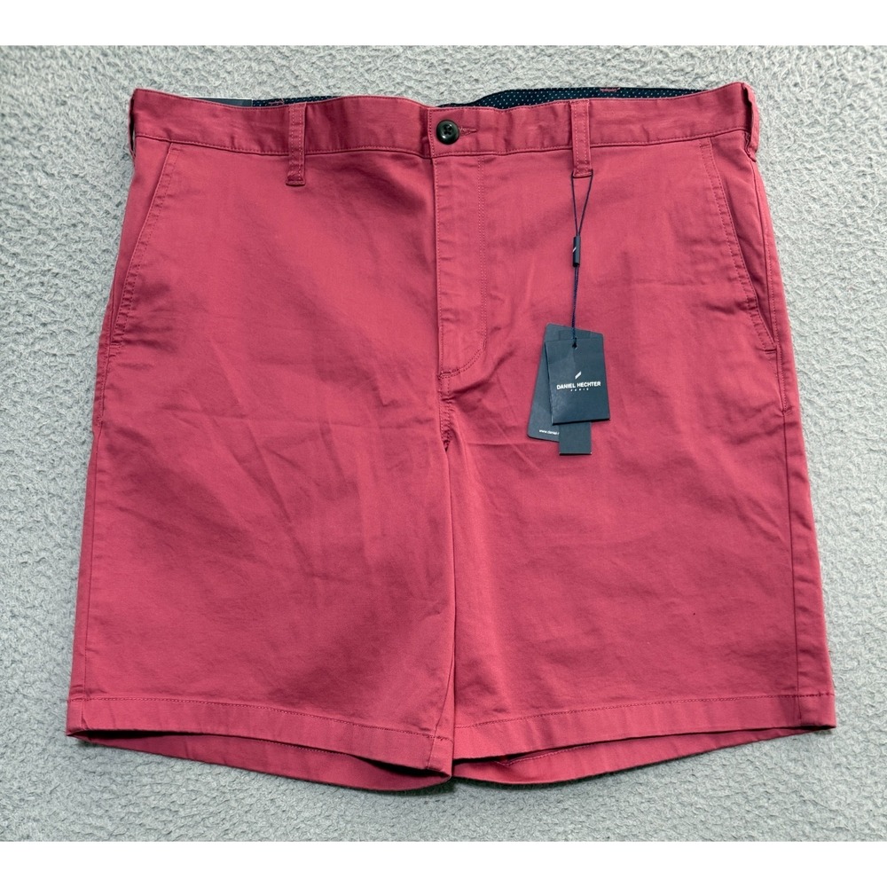 NEW Daniel Hechter Paris Men's Chino Shorts 38 Red Lyocell 9" inseam Pockets